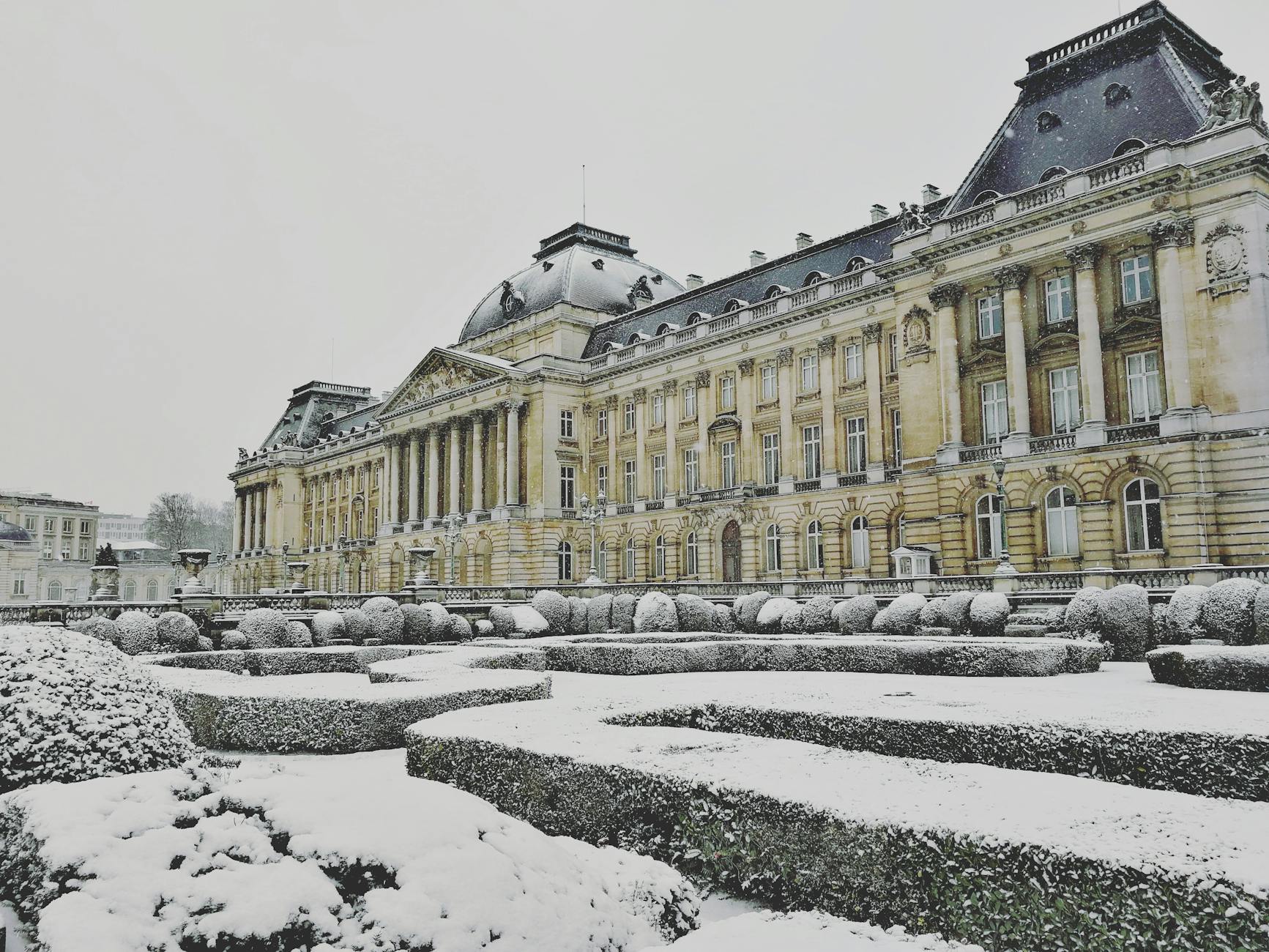 royal palace of brussels under a white sky