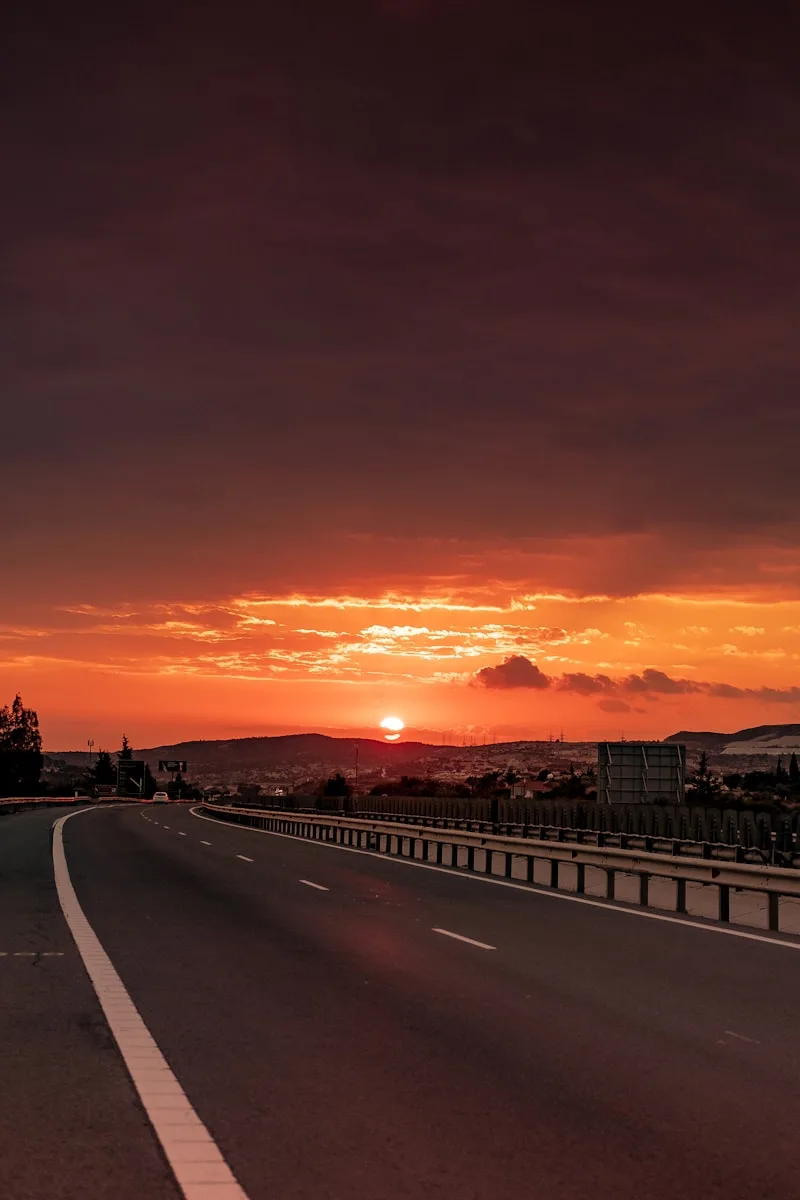 empty road during golden hour