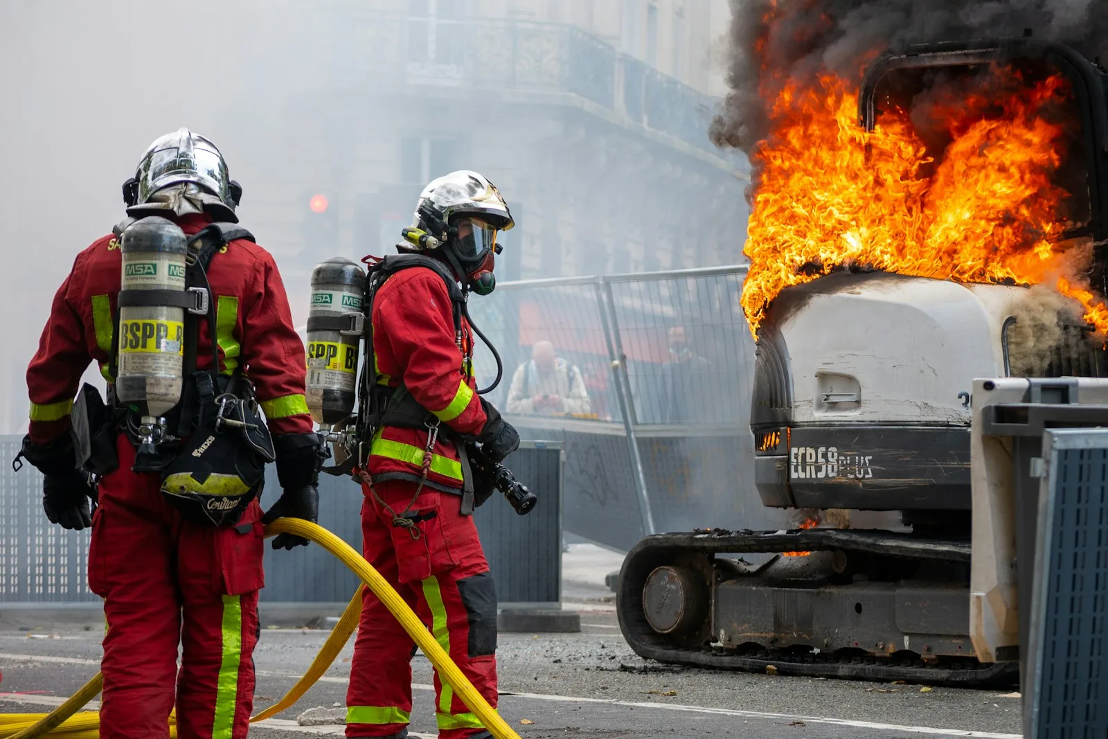 firemen putting out a fire