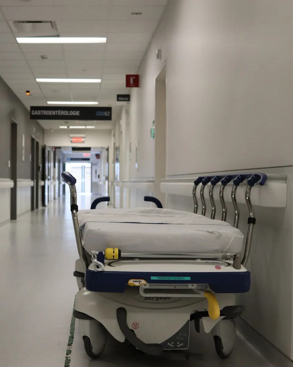 white and black hospital bed