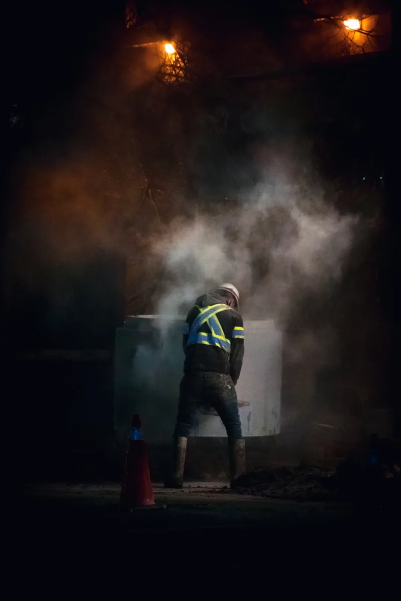 man in green and blue jacket and blue denim jeans standing on gray concrete floor