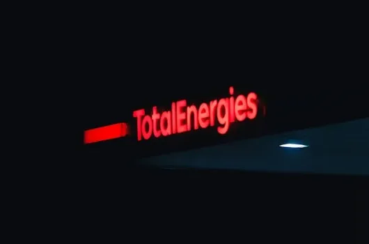 a gas station at night