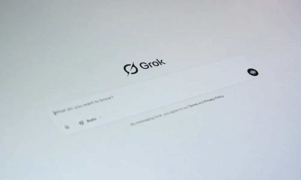 Grok ai interface with a question prompt