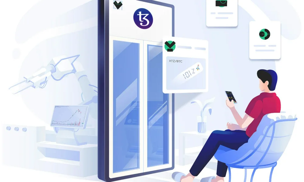 a man sitting in a chair looking at his cell phone