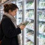 Mrożone zioła w zamrażarce supermarketu