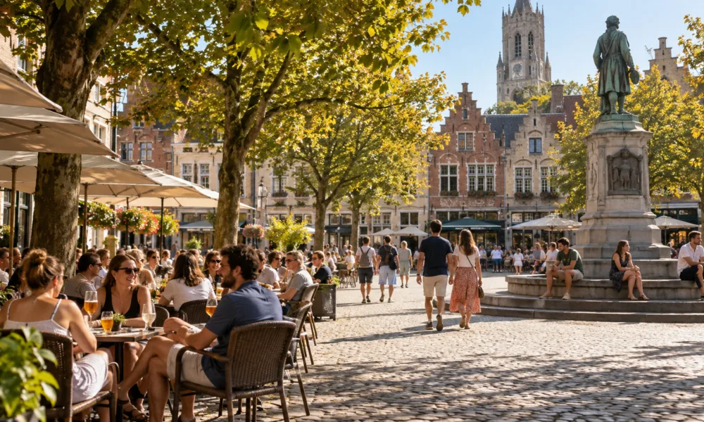Wizualizacja słonecznej pogody w belgijskim mieście