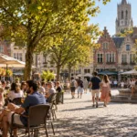 Wizualizacja słonecznej pogody w belgijskim mieście