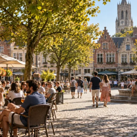 Wizualizacja słonecznej pogody w belgijskim mieście