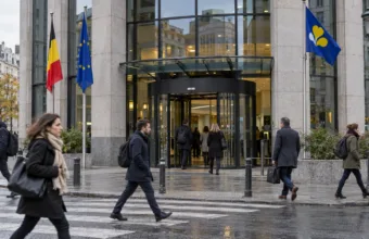 Wizualizacja wejścia do brukselskiego urzędu
