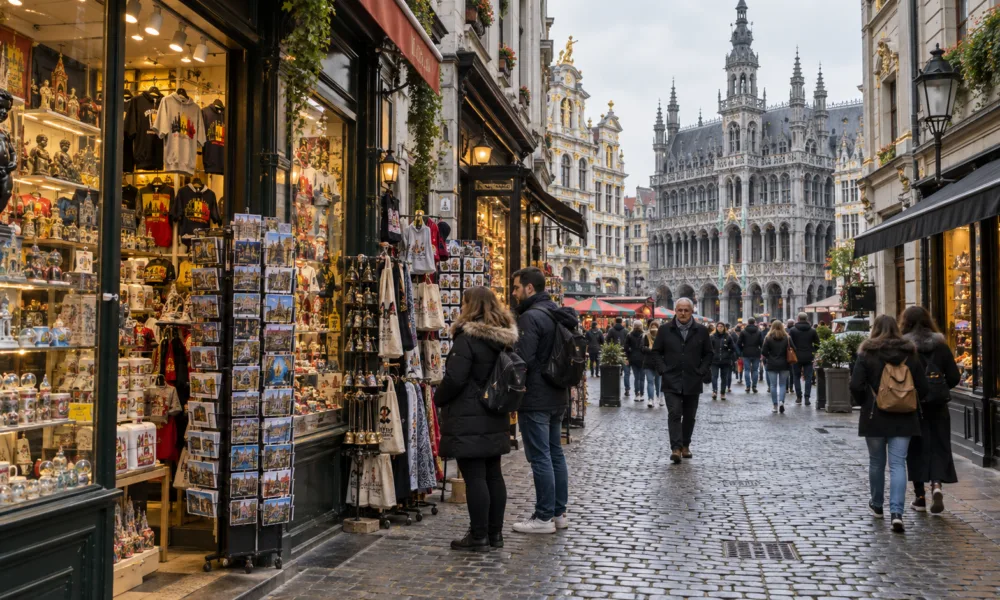 Wizualizacja sklepów przy Grand-Place w Brukseli