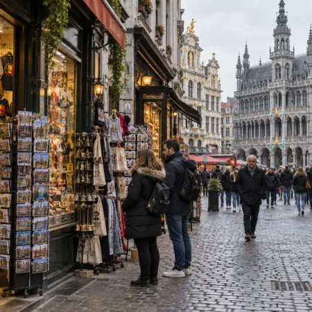 Wizualizacja sklepów przy Grand-Place w Brukseli