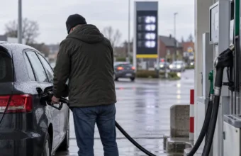 Tankowanie samochodu na belgijskiej stacji paliw
