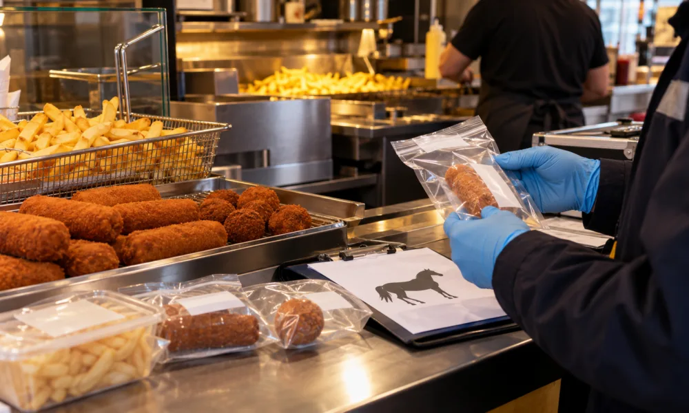Kontrola produktów mięsnych w belgijskiej friturze
