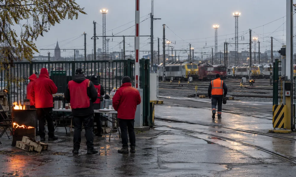 Strajk w służbach publicznych: pikieta na kolejowym terenie Schaerbeek-Formation i protest przed VRT – związkowcy ostrzegają przed VAT i zamrożeniem indeksacji