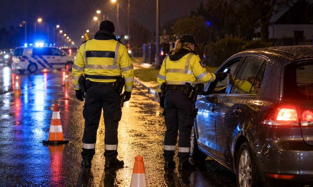 Weekendowe kontrole alkoholowe we Flandrii Zachodniej – dziewięciu pijanych kierowców w Kortrijk i Lendelede, w Lapscheure auto dachowało