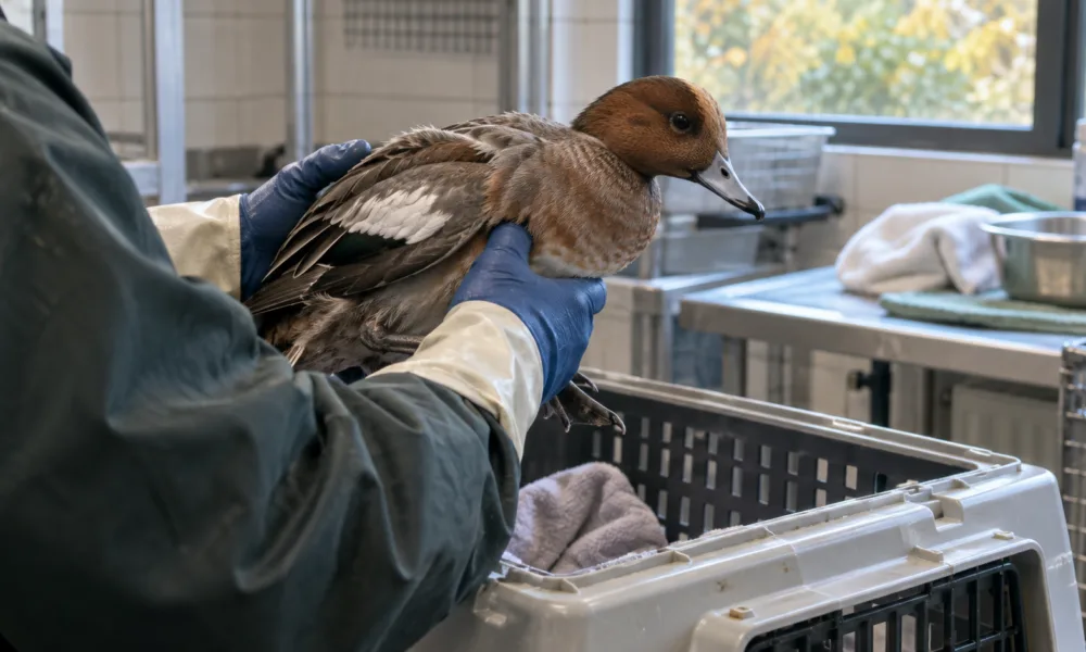 Pierwszy tej jesieni przypadek ptasiej grypy u dzikiego ptaka we Flandrii – zakażony świstun z Leuven trafił do ośrodka w Oudsbergen, nie dotykajcie chorych i martwych ptaków