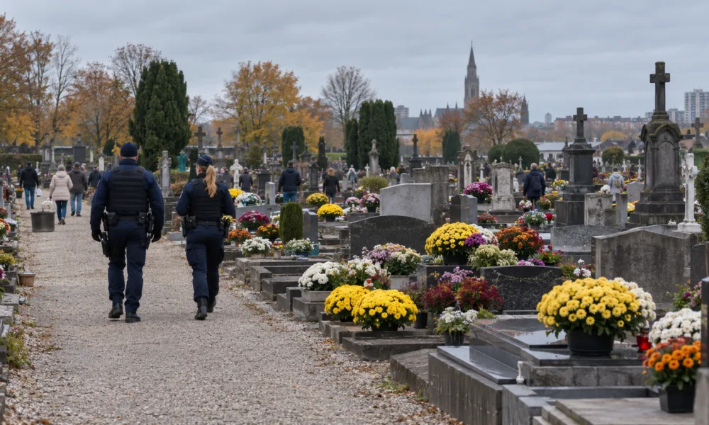 Policja pilnuje cmentarzy w Ostendzie w weekend Wszystkich Świętych – wcześniej uszkodzono około 150 grobów w Stene