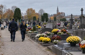 Policja pilnuje cmentarzy w Ostendzie w weekend Wszystkich Świętych – wcześniej uszkodzono około 150 grobów w Stene