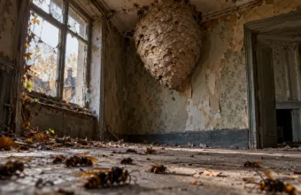 Gigantyczne gniazdo szerszeni azjatyckich w opuszczonym domu w Ieper – około 4 000 owadów, specjalista ostrzega: nawet jedno użądlenie może być groźne