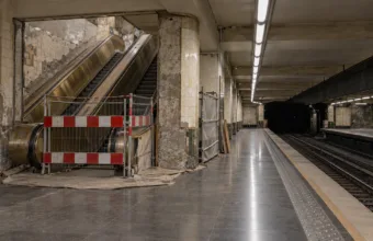 Remontowana stacja metra w Brukseli