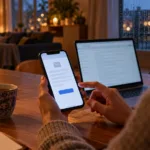 Osoba przegląda podejrzanego e-maila na smartfonie przy stole