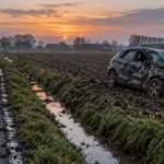 Ranny kierowca przez godzinę uwięziony we wraku w Langemark – telefon wypadł mu z auta, wcześniej wrak minęły cztery osoby