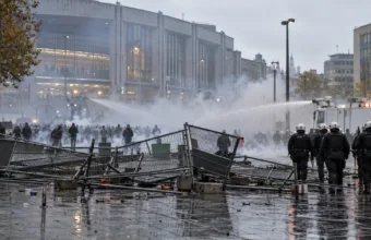 Protest w Brukseli zamienił się w zamieszki przy Bruxelles-Midi – policja użyła gazu łzawiącego i armatki wodnej
