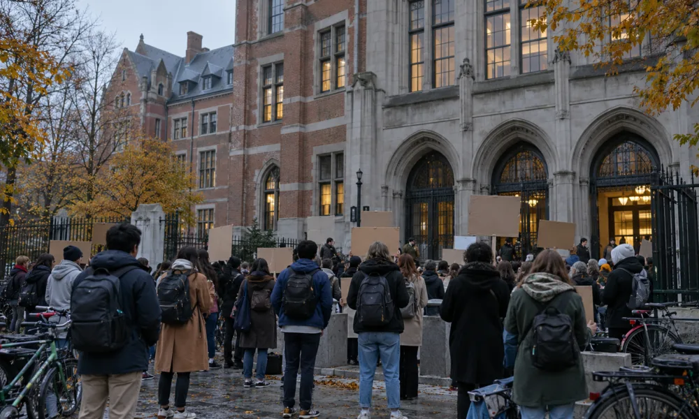Blokada kampusu Solbosch ULB w czwartek 22 października – protest przeciw podwyżce czesnego z 835 do 1 194 euro