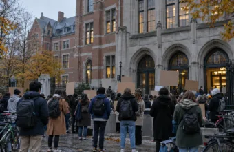Blokada kampusu Solbosch ULB w czwartek 22 października – protest przeciw podwyżce czesnego z 835 do 1 194 euro