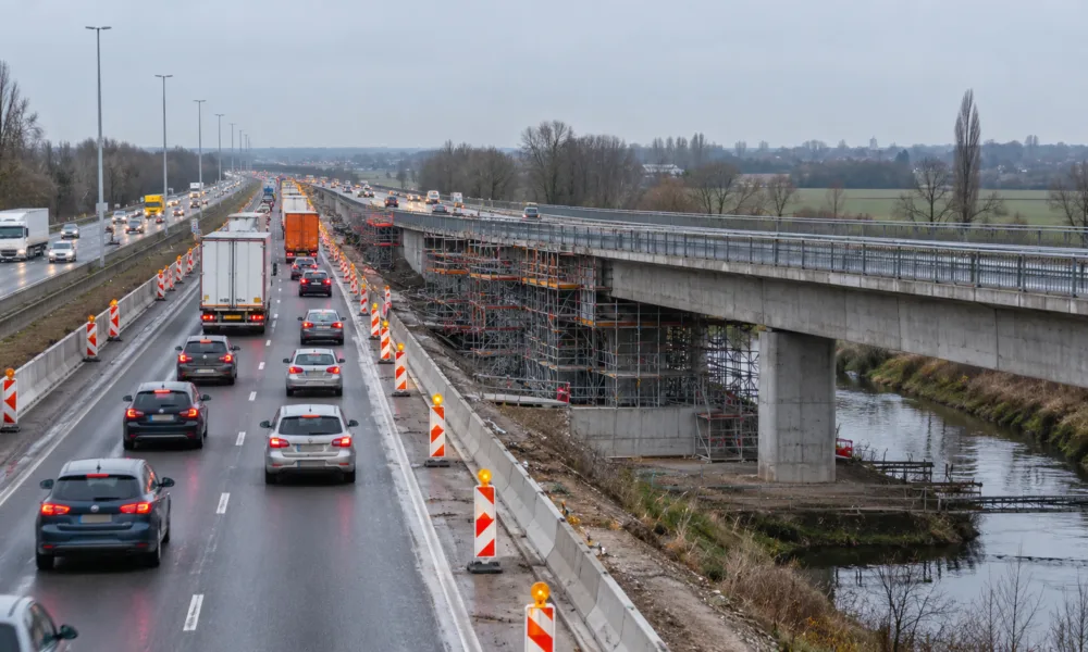 Utrudnienia na E19 przy Mechelen-Noord od 4 do 14 grudnia – w stronę Brukseli tylko dwa zwężone pasy, remont mostu nad Dijle