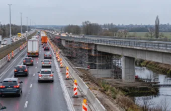 Utrudnienia na E19 przy Mechelen-Noord od 4 do 14 grudnia – w stronę Brukseli tylko dwa zwężone pasy, remont mostu nad Dijle