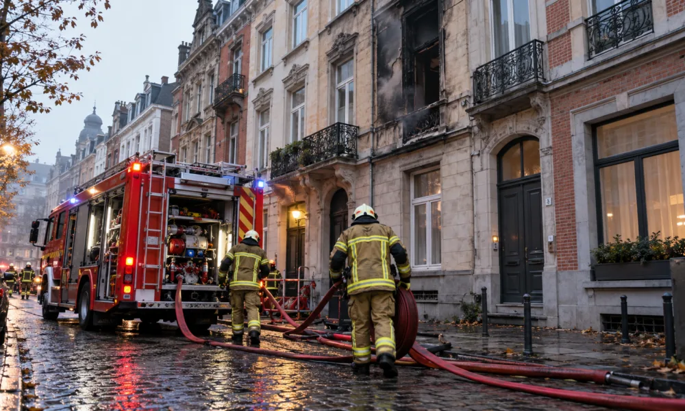 Dwaj przechodnie ugasili pożar w przeludnionym bloku przy rue Dansaert w Brukseli – jeden z nich ma poparzone czoło