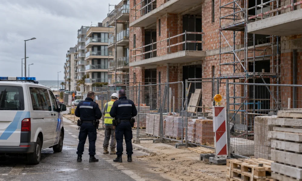 Kontrola na dziewięciu budowach w Blankenberge – nieprawidłowości na każdej, policja wykryła pracę na czarno i zatrudnianie osób bez prawa pobytu