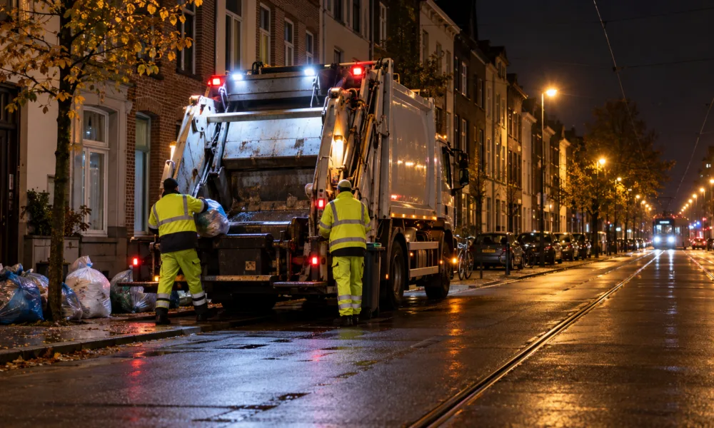 Antwerpia rozszerza nocny odbiór śmieci – od stycznia 2027 r. śmieciarki przyjadą nocą do około 130 kolejnych ulic