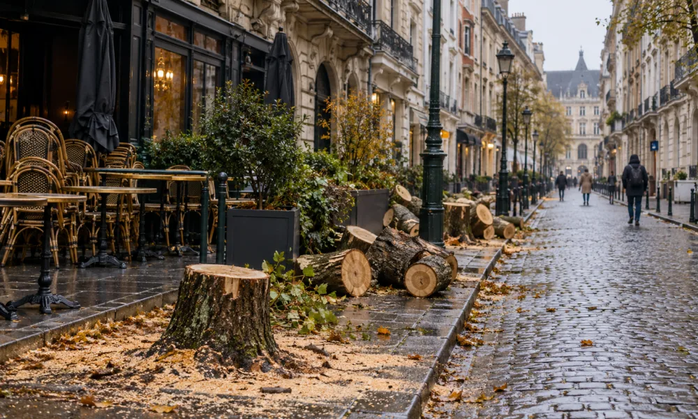 Bruksela wycięła wszystkie drzewa przy rue du Marché aux Herbes po upadku drzewa na taras brasserie Ommegang – właściciel lokalu mówi, że ostrzegał wcześniej