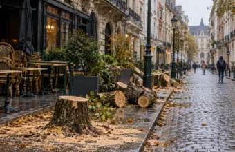 Bruksela wycięła wszystkie drzewa przy rue du Marché aux Herbes po upadku drzewa na taras brasserie Ommegang – właściciel lokalu mówi, że ostrzegał wcześniej