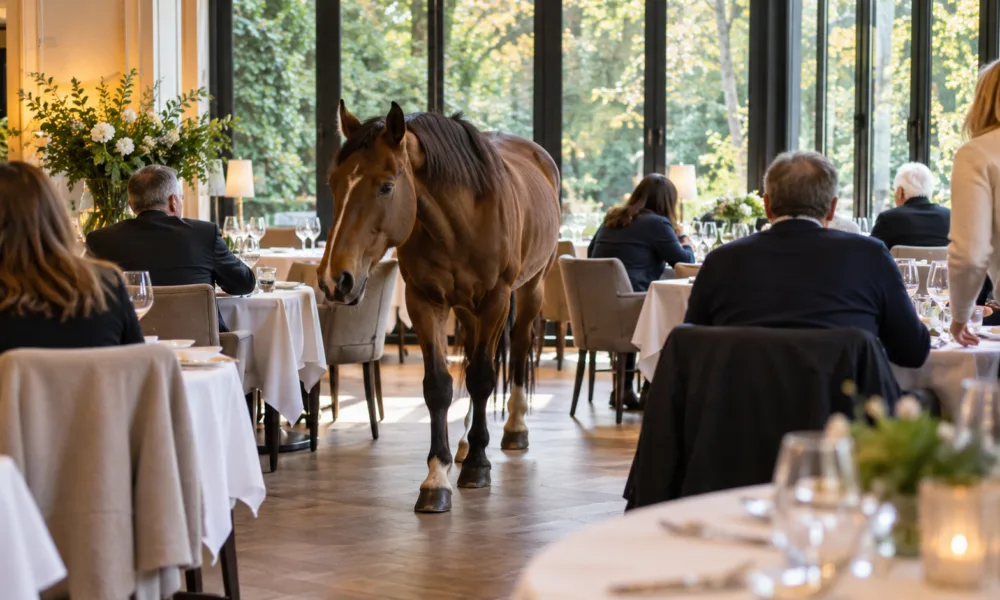 Koń wszedł do restauracji pięciogwiazdkowego hotelu w Lanaken – „bardzo nieoczekiwany gość bez rezerwacji”