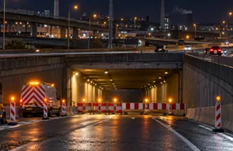 Tunel Hiernaux na obwodnicy R9 w Charleroi zamykany każdej nocy od poniedziałku 26 października – wymiana wentylacji potrwa do pierwszego kwartału 2027 r.