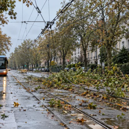Tramwaj 44 w Brukseli nie pojedzie co najmniej do poniedziałku 26 października – niż Boelo zerwał sieć trakcyjną, w Middelkerke auta pod warstwą błota
