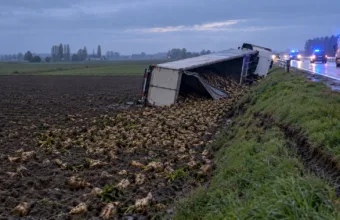 Dwa wypadki na A19 we Flandrii Zachodniej w niecałą dobę – audi w rowie w Geluveld drugą noc z rzędu w tym samym miejscu, ciężarówka z burakami cukrowymi w polu w Moorsele