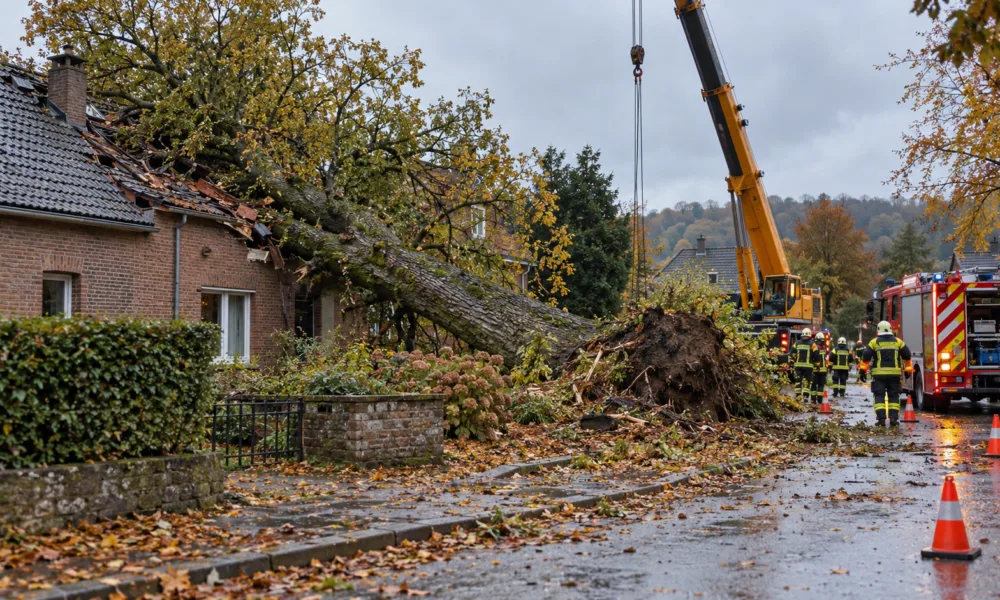 Niż Boelo w regionach – stara lipa spadła na dwa domy w Riemst, ulica Merols w Walhorn zamknięta do odwołania, 40 wezwań straży w Zuid-West Limburg