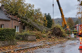 Niż Boelo w regionach – stara lipa spadła na dwa domy w Riemst, ulica Merols w Walhorn zamknięta do odwołania, 40 wezwań straży w Zuid-West Limburg