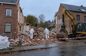 Niestabilny dom w Koningshooikt rozebrany w środku nocy na polecenie burmistrza Lier – zagrażał sąsiedniemu budynkowi, w dachu był azbest