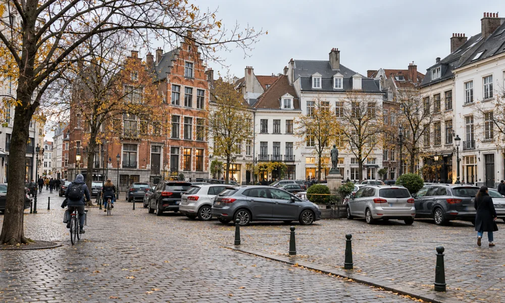 Place du Nouveau Marché aux Grains w Brukseli do przebudowy do wiosny 2029 r. – mniej samochodów, 89 miejsc parkingowych do likwidacji, więcej zieleni i plac zabaw z wodą