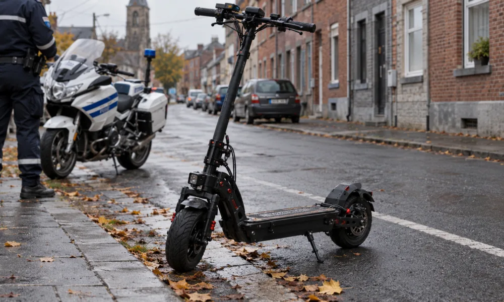 Hulajnoga elektryczna rozwijająca 90 km/h zajęta przez policję we Frameries – czterech innych kierowców hulajnóg bez kasku z mandatem