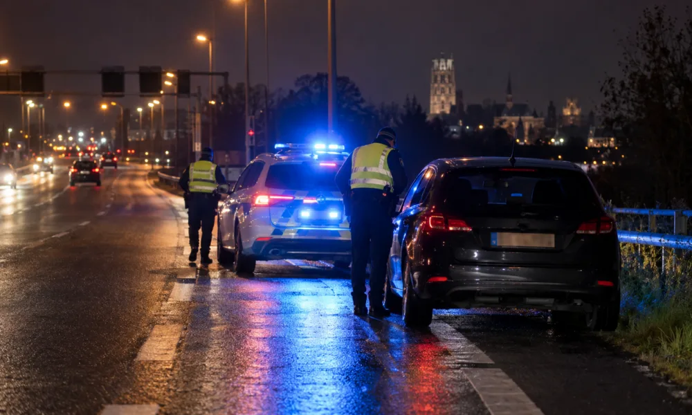 Pijany złodziej samochodu zatrzymany w Mechelen – jechał zygzakiem bez świateł, był zbyt pijany, by dmuchnąć w alkomat