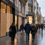 Sklepy w Brukseli wciąż obawiają się grabieży – część zostawia deski w witrynach co najmniej do końca października