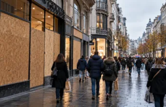 Sklepy w Brukseli wciąż obawiają się grabieży – część zostawia deski w witrynach co najmniej do końca października