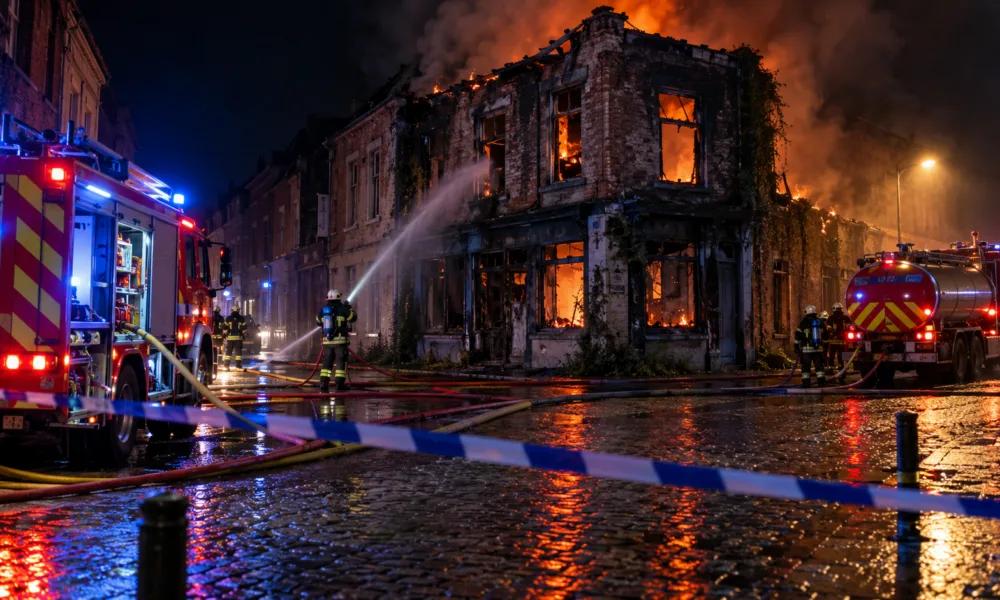 Pożar dawnej greckiej restauracji w Marcinelle – świadkowie widzieli uciekające osoby, możliwe podpalenie