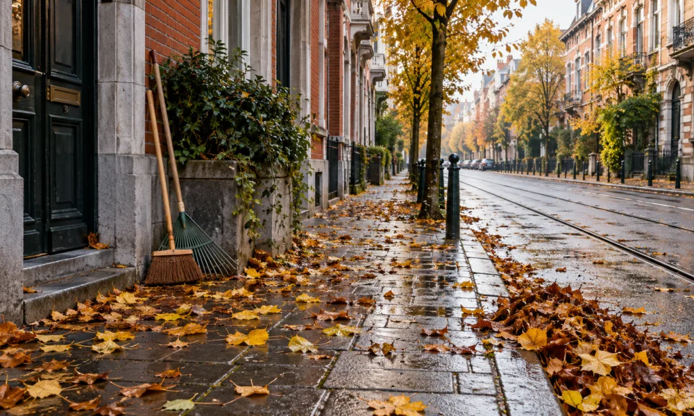 Liście na chodniku przed domem musi sprzątać mieszkaniec – w Brukseli grozi za to kara do 350 euro